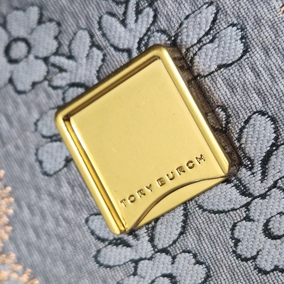 NEW TORY BURCH ELEANOR SHOULDER CROSSBODY BAG SEA FROST FLORAL JEWELED PURSE - Picture 11 of 16